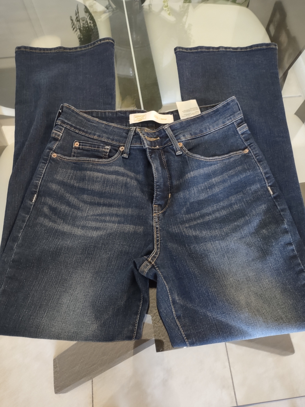 Signature Dark Blue Bootcut Jeans with Subtle Fade